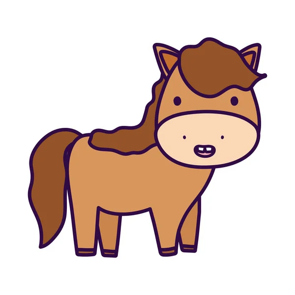 Cute horse domestic farm animal cartoon — Image vectorielle