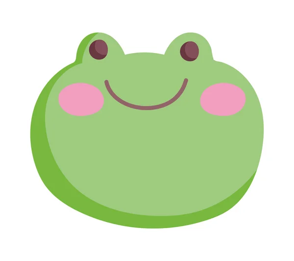 Cara verde rana granja dibujos animados animal — Vector de stock