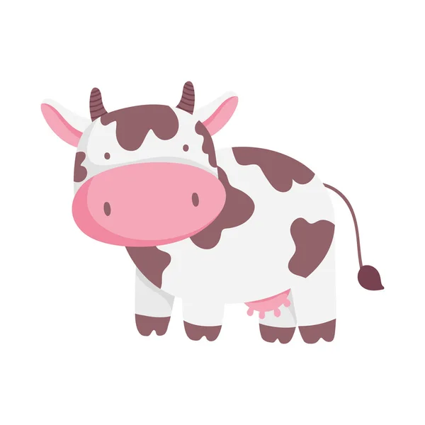 Cute cow livestock farm animal cartoon —  Vetores de Stock