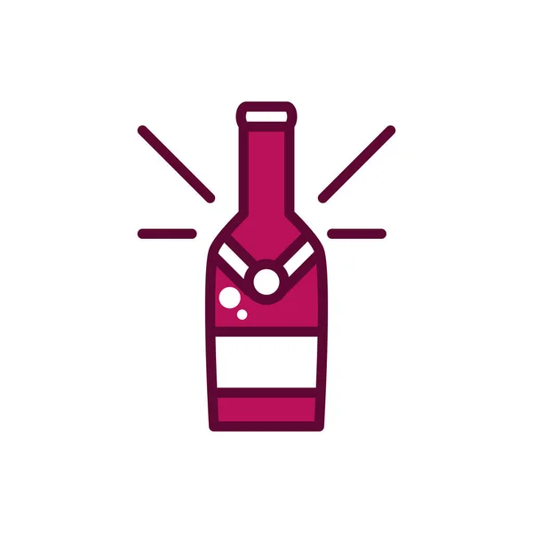 Wine bottle festive celebration drink beverage icon line and filled — Image vectorielle