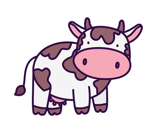 Cute cow livestock farm animal cartoon — Vector de stock
