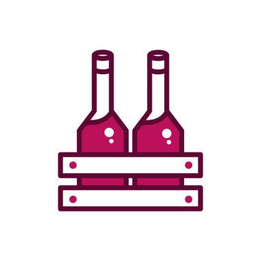 wine bottles in box celebration drink beverage icon line and filled