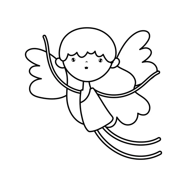 Happy valentines day, cute cupid love cartoon character thick line — Archivo Imágenes Vectoriales