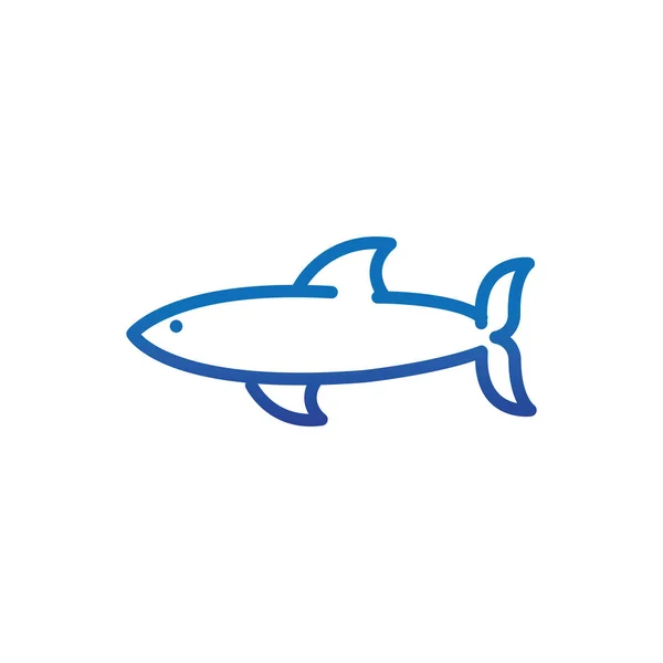 Requin vie marine ligne épaisse bleu — Image vectorielle