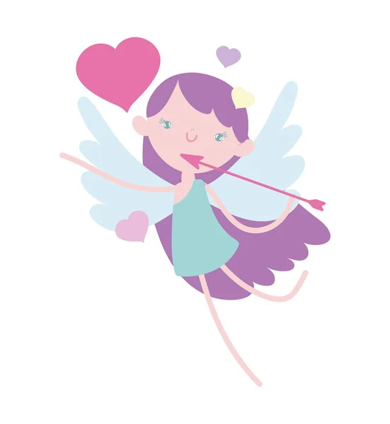 Feliz día, lindo tibio con corazones de flecha caricatura romántica. — Vector de stock