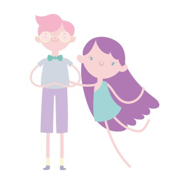 Sevgililer gününüz kutlu olsun, genç adam ve aşk tanrısı karakterleri.