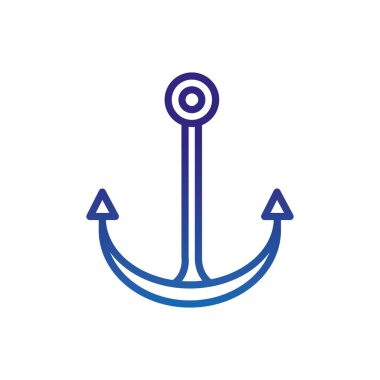 Çapa deniz yaşamı kalın çizgi mavi