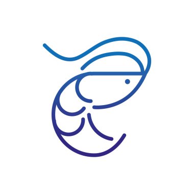 shrimp crustacean marine life thick line blue