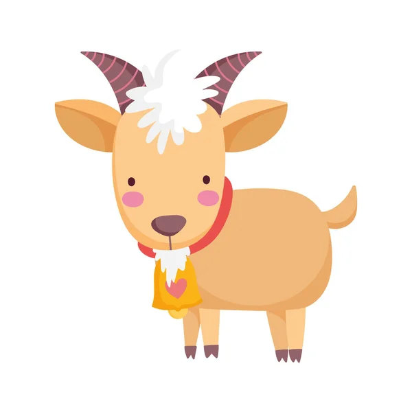 Ziegenrind mit Glocke Bauernhof Tier Karikatur — Stockvektor