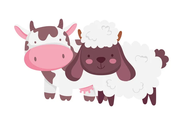Kráva a ovce farma zvíře kreslené — Stockový vektor
