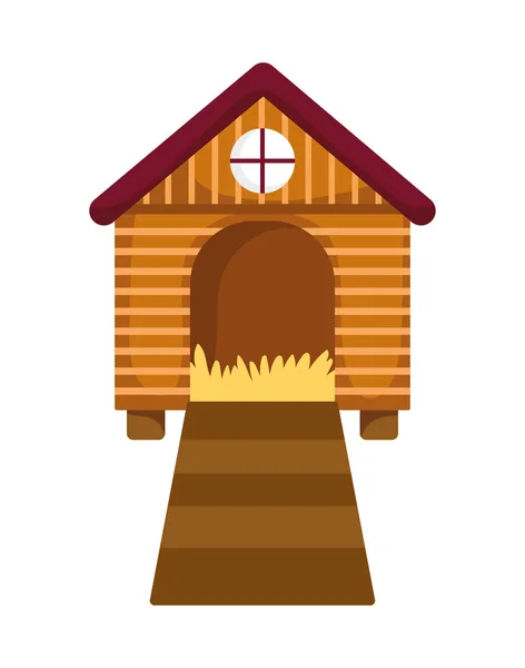 Дом курица сено деревянная ферма мультфильм — стоковый вектор