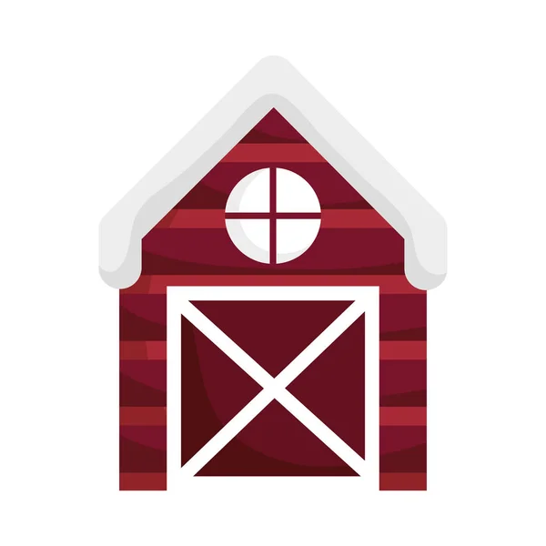 Wooden barn house countryside farm cartoon — 스톡 벡터