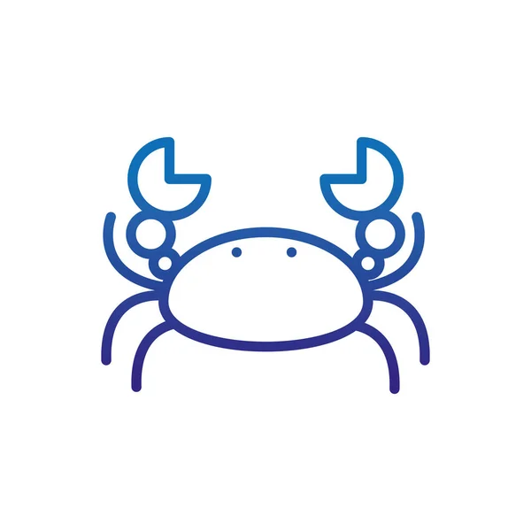 Crab crustacean animal marine life thick line blue — Stok Vektör