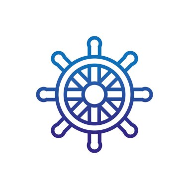 steering wheel ship marine life thick line blue