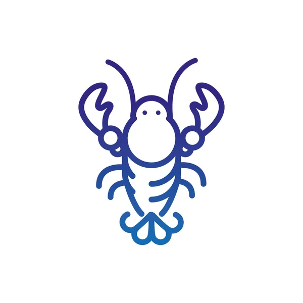 Lobster marine life thick line blue — Stockvector