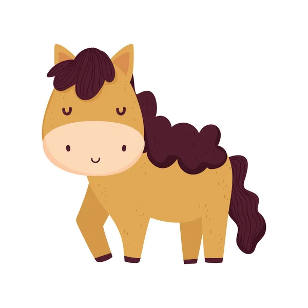 Cute horse livestock farm animal cartoon — 图库矢量图片