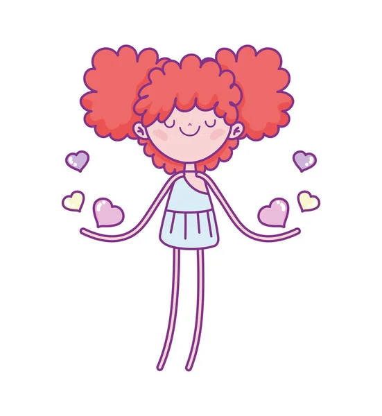 Happy valentines day, funny cupid with hearts cartoon — Image vectorielle