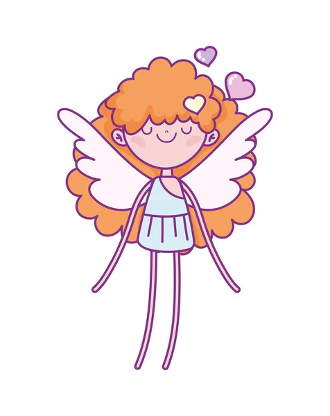 Happy valentines day, funny cupid with hearts cartoon — Vettoriale Stock