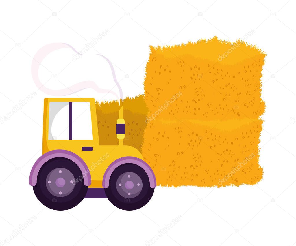forklift with stacked hay farm animal cartoon