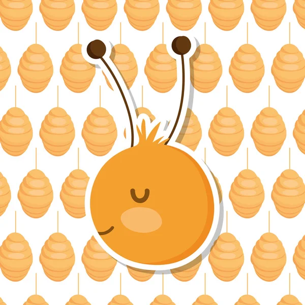 Bee face honeycomb dessin animé sur des animaux de ferme — Image vectorielle