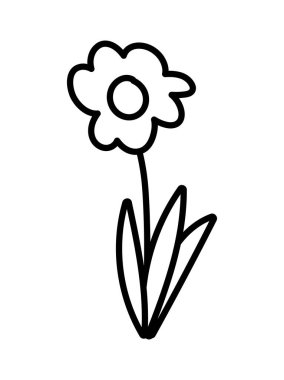 Çiçek sapı yaprak süsleme simgesi kalın çizgi