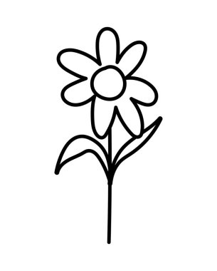 Çiçek sapı yaprak süsleme simgesi kalın çizgi