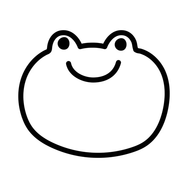 Zelená tvář žába farma kreslený zvíře tlustá čára — Stockový vektor