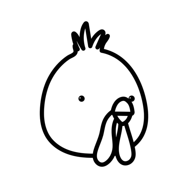 Truthahn Vogel Gesicht Bauernhof Tier Cartoon Hintergrund dicke Linie — Stockvektor