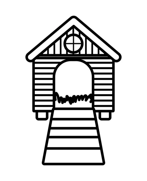 Будинок курча сіно дерев'яна ферма мультяшна товста лінія — стоковий вектор