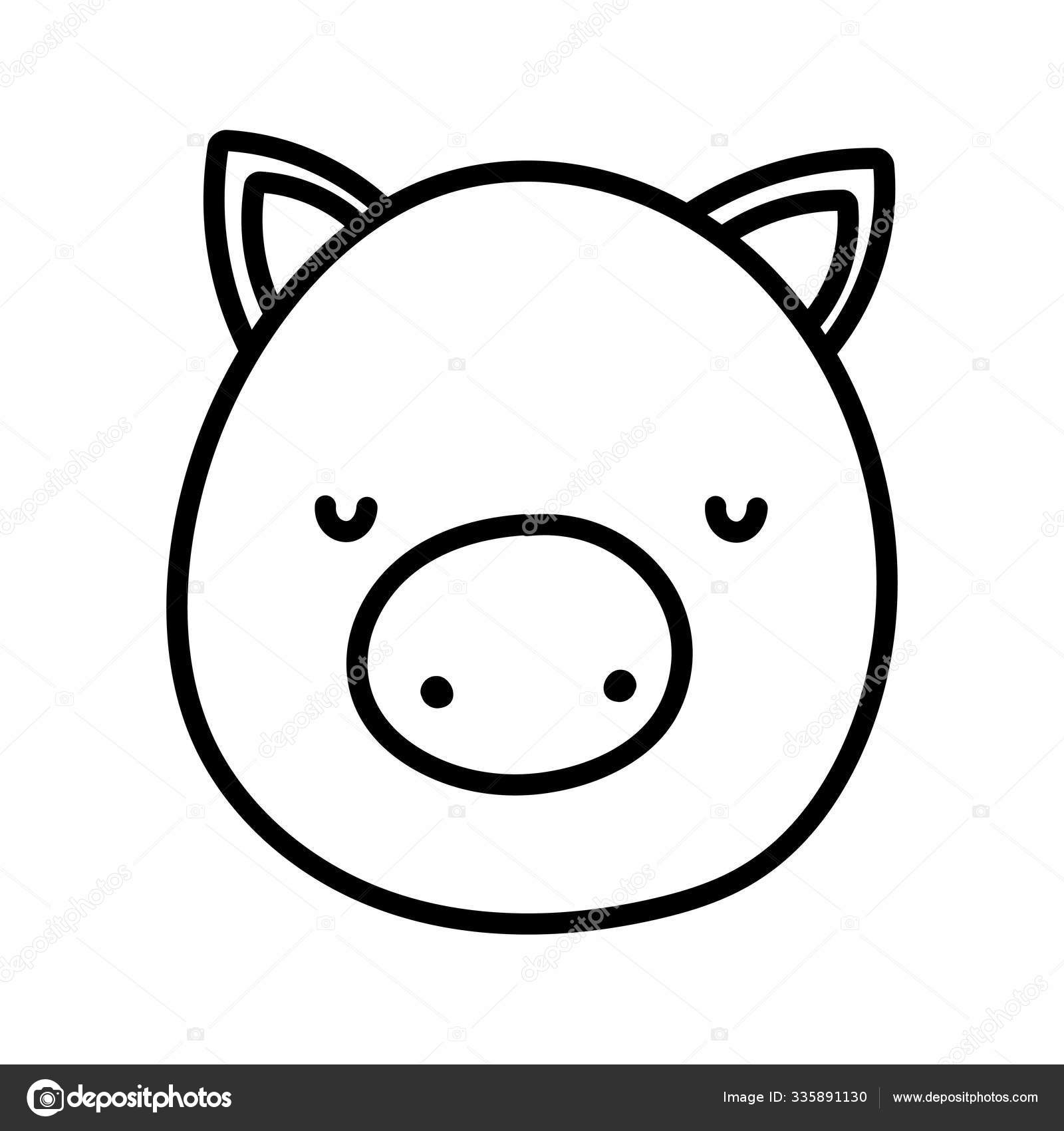 Søde gris ansigt gård dyr tegneserie tyk linje Stockvektor af ©stockgiu  335891130, image size:1600x1700