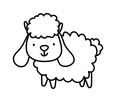Sevimli koyun çiftliği hayvan çizgi filmi kalın çizgi