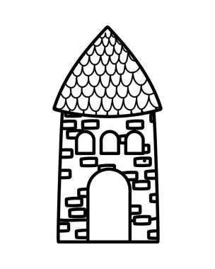 ev kulübesi kırsal mimari çiftlik çizgi filmi kalınlığında.