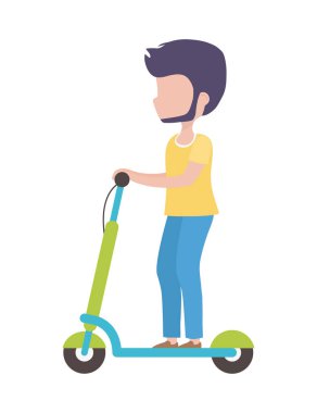 Elektrikli scooter kullanan genç adam alternatifi