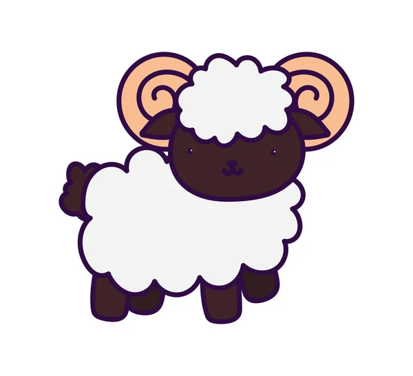 山羊农场动物卡通白色背景 — 图库矢量图片