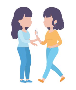 Akıllı telefon karakteri olan genç kadınlar