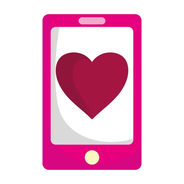 Happy valentines day, smartphone heart love romantic app — Stock Vector