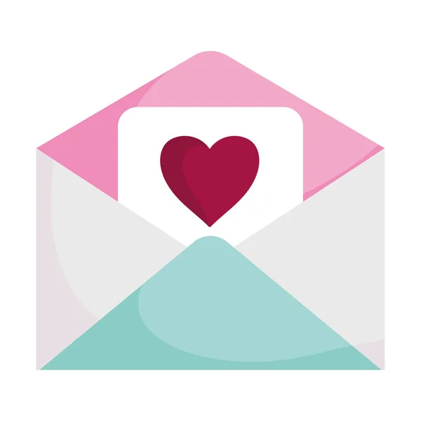 Feliz día de San Valentín, correo electrónico carta romántica sobre corazón amor — Vector de stock
