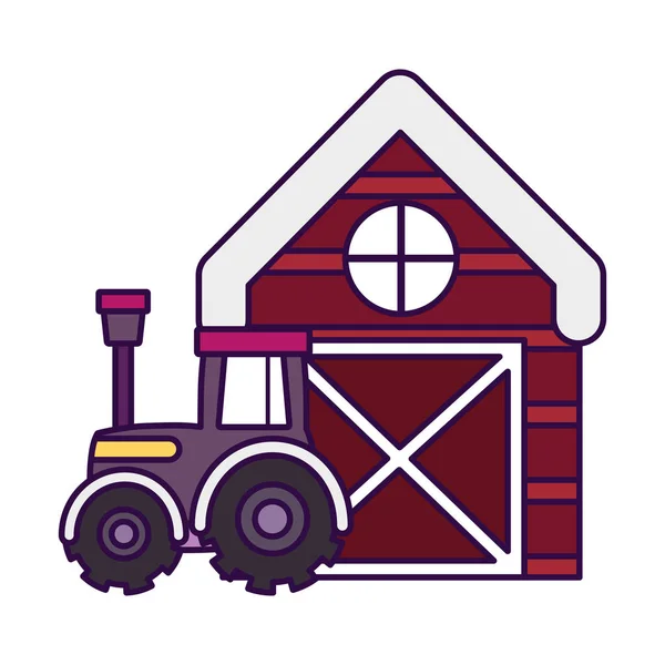 Barn tractor farm animal cartoon — 스톡 벡터