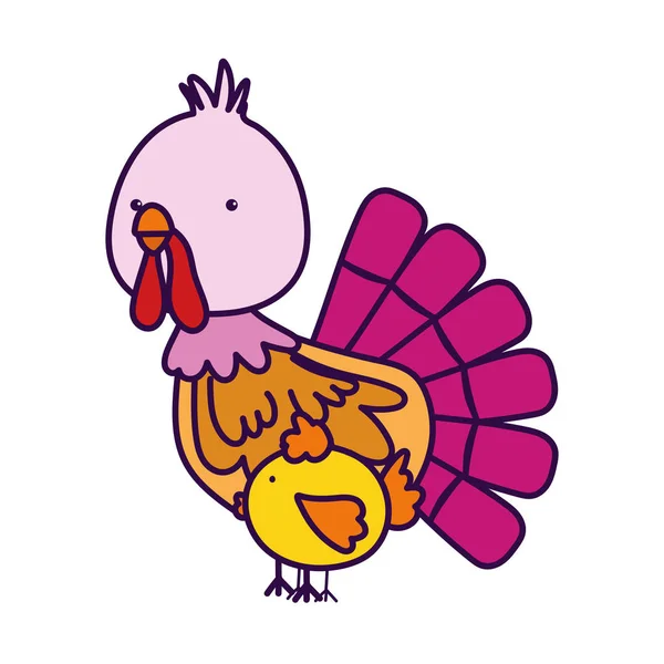 Turkey chicken farm animal cartoon — Stockvector