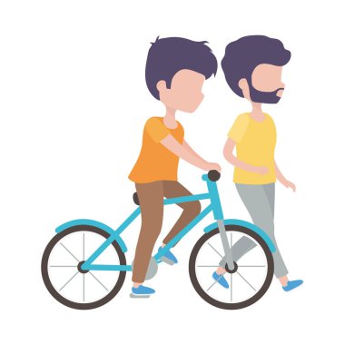 Yürüyen ve bisiklete binen gençler