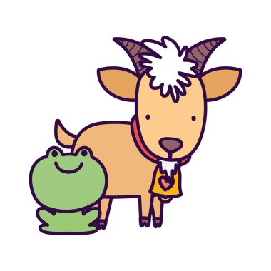 goat bovine and frog farm cartoon animal
