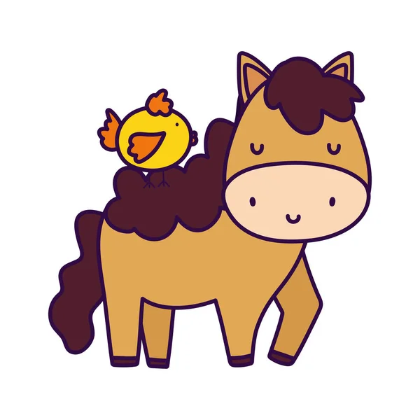 Pollo a caballo granja animal de dibujos animados — Vector de stock
