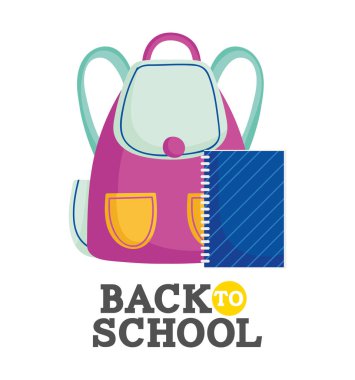 Okul eğitimine dönüş çantası ve spiralli not defteri.