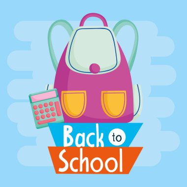 Okul eğitim çantasına ve hesap makinesine geri dön