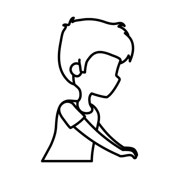 Side view young man portrait character thick line — 图库矢量图片