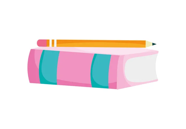 Voltar para a escola lápis de educação sobre materiais de papelaria livro — Vetor de Stock