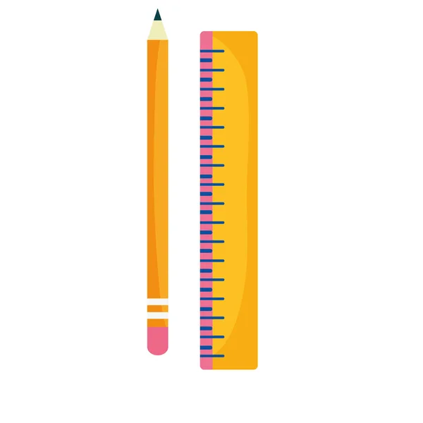 Назад к образованию деревянный карандаш и линейка геометрической меры — стоковый вектор
