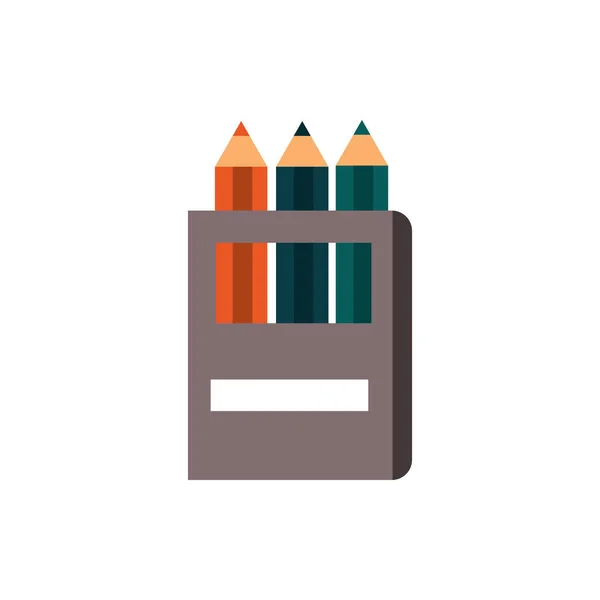 Color pencils in case supply education school icon design — Stock Vector