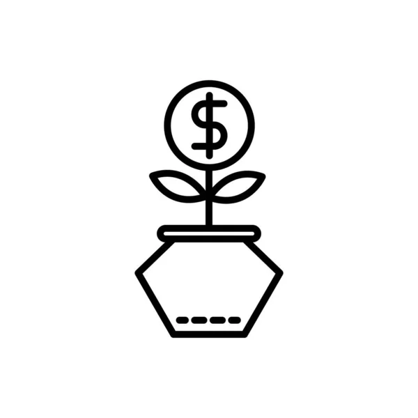 Potted plant coin profit business cash money line design — Stock Vector