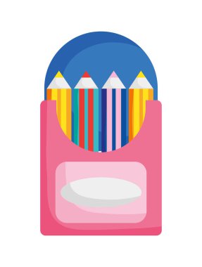 Okul eğitimine geri dön. Kalemlerin kutu arzı rengi